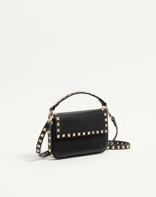 Valentino Garavani - Rockstud Grainy Calfskin Pouch - Black - Woman - Clutches
